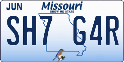 MO license plate SH7G4R