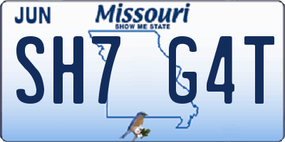 MO license plate SH7G4T