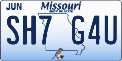 MO license plate SH7G4U