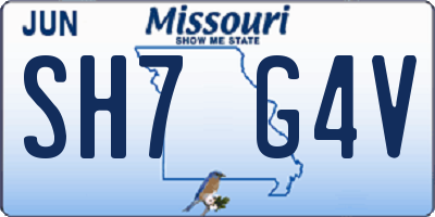 MO license plate SH7G4V