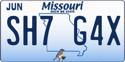 MO license plate SH7G4X