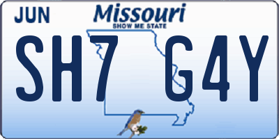 MO license plate SH7G4Y