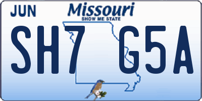 MO license plate SH7G5A