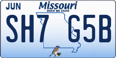 MO license plate SH7G5B