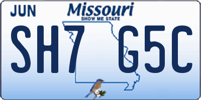 MO license plate SH7G5C