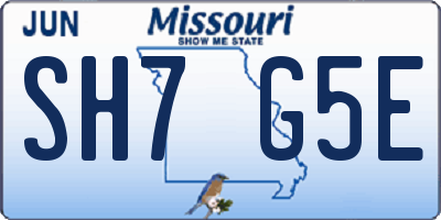 MO license plate SH7G5E