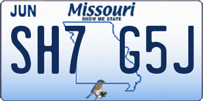 MO license plate SH7G5J