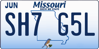 MO license plate SH7G5L