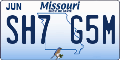 MO license plate SH7G5M