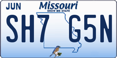 MO license plate SH7G5N