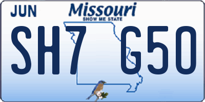 MO license plate SH7G5O