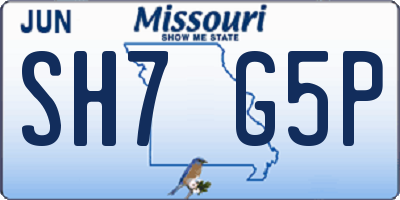 MO license plate SH7G5P