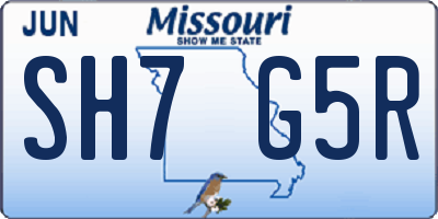MO license plate SH7G5R