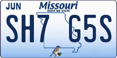 MO license plate SH7G5S