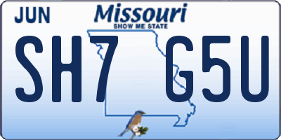 MO license plate SH7G5U