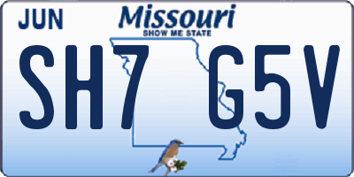 MO license plate SH7G5V