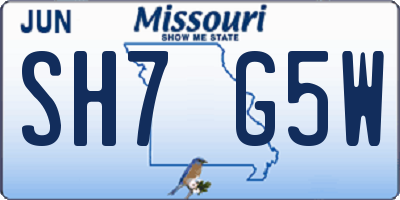MO license plate SH7G5W