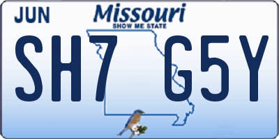 MO license plate SH7G5Y