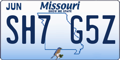 MO license plate SH7G5Z