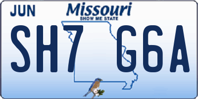 MO license plate SH7G6A