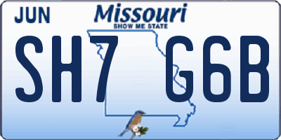 MO license plate SH7G6B