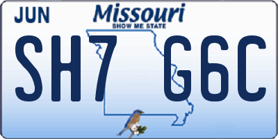 MO license plate SH7G6C
