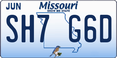 MO license plate SH7G6D
