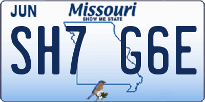 MO license plate SH7G6E