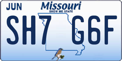 MO license plate SH7G6F