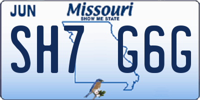MO license plate SH7G6G