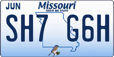 MO license plate SH7G6H
