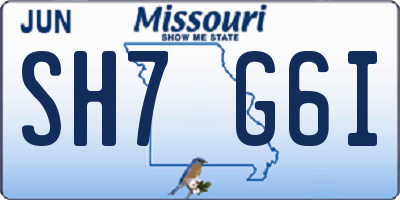 MO license plate SH7G6I