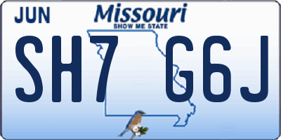 MO license plate SH7G6J
