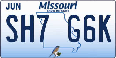 MO license plate SH7G6K