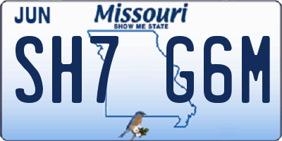 MO license plate SH7G6M