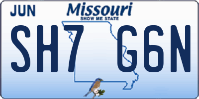 MO license plate SH7G6N