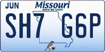 MO license plate SH7G6P
