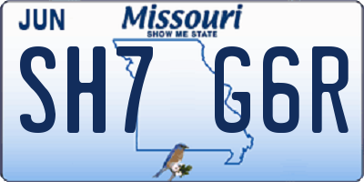 MO license plate SH7G6R