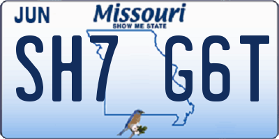 MO license plate SH7G6T
