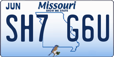MO license plate SH7G6U