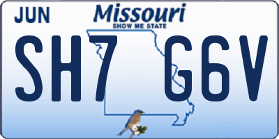 MO license plate SH7G6V