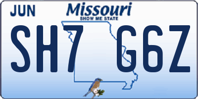 MO license plate SH7G6Z