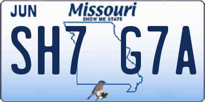MO license plate SH7G7A