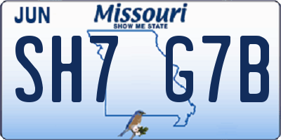 MO license plate SH7G7B