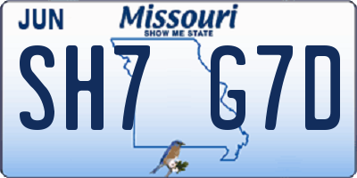 MO license plate SH7G7D