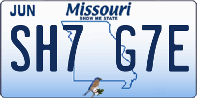 MO license plate SH7G7E