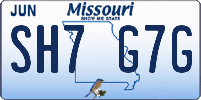 MO license plate SH7G7G