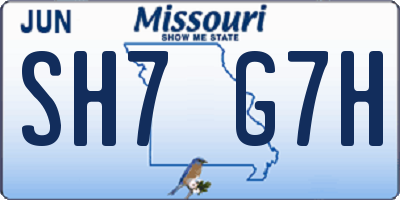 MO license plate SH7G7H