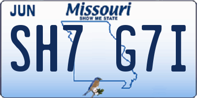 MO license plate SH7G7I