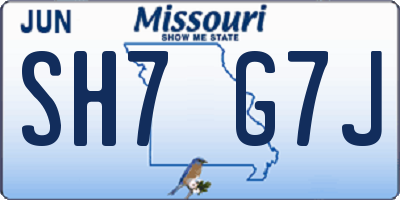 MO license plate SH7G7J